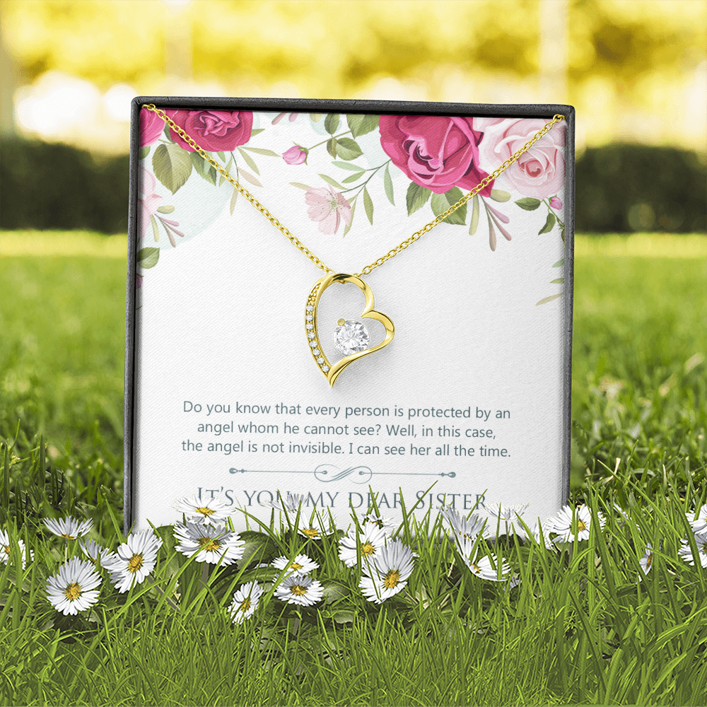 To Sister Protected by Angel Forever Necklace w Message Card-Express Your Love Gifts