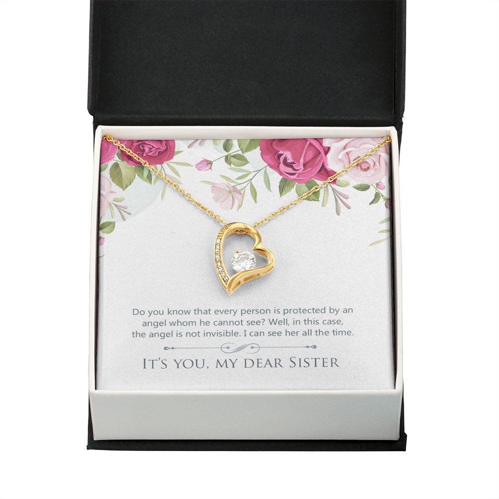To Sister Protected by Angel Forever Necklace w Message Card-Express Your Love Gifts