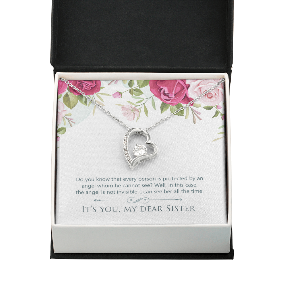 To Sister Protected by Angel Forever Necklace w Message Card-Express Your Love Gifts