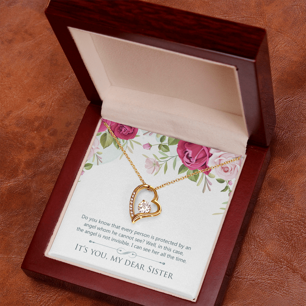 To Sister Protected by Angel Forever Necklace w Message Card-Express Your Love Gifts
