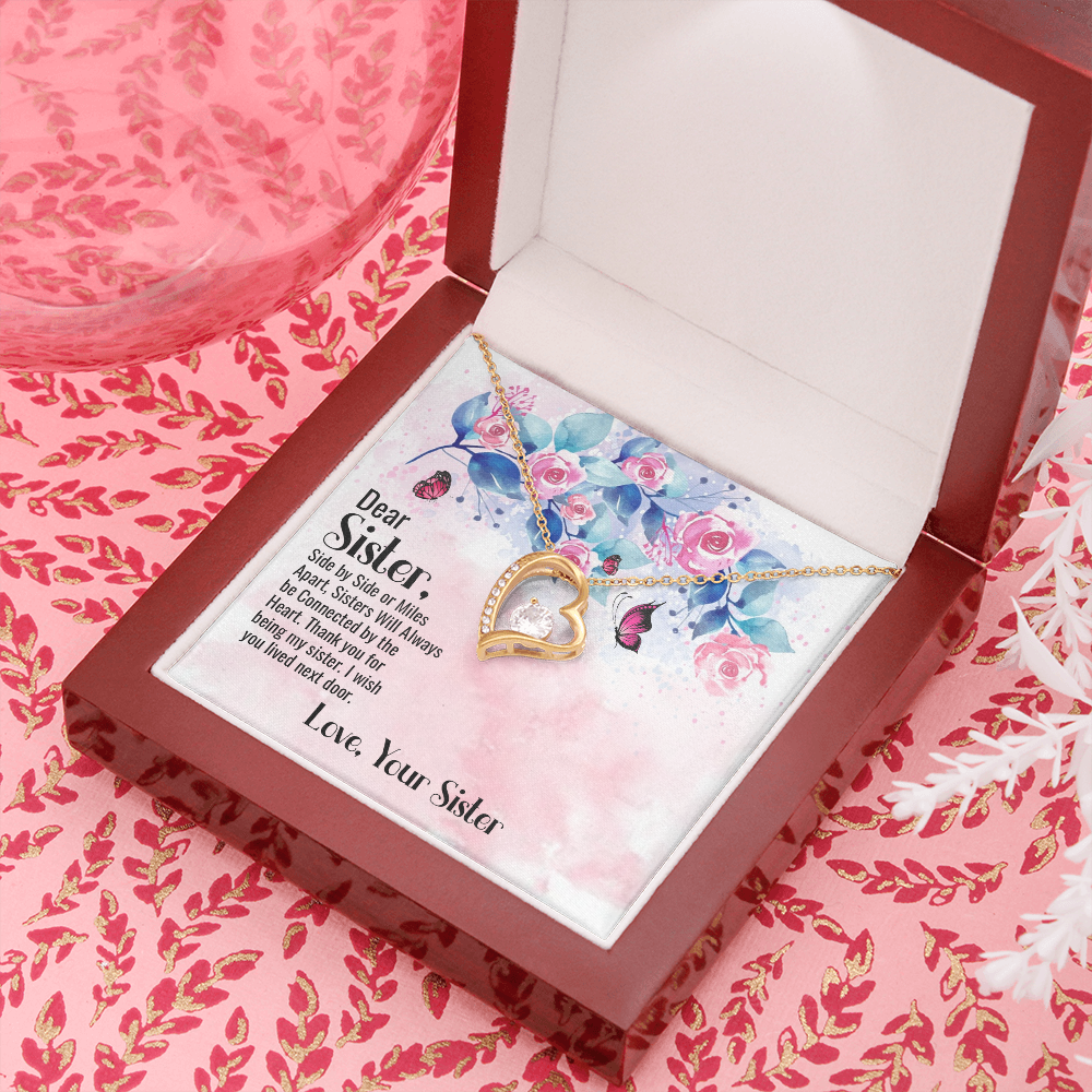 To Sister Side by Side Forever Necklace w Message Card-Express Your Love Gifts
