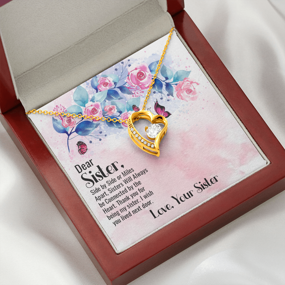To Sister Side by Side Forever Necklace w Message Card-Express Your Love Gifts