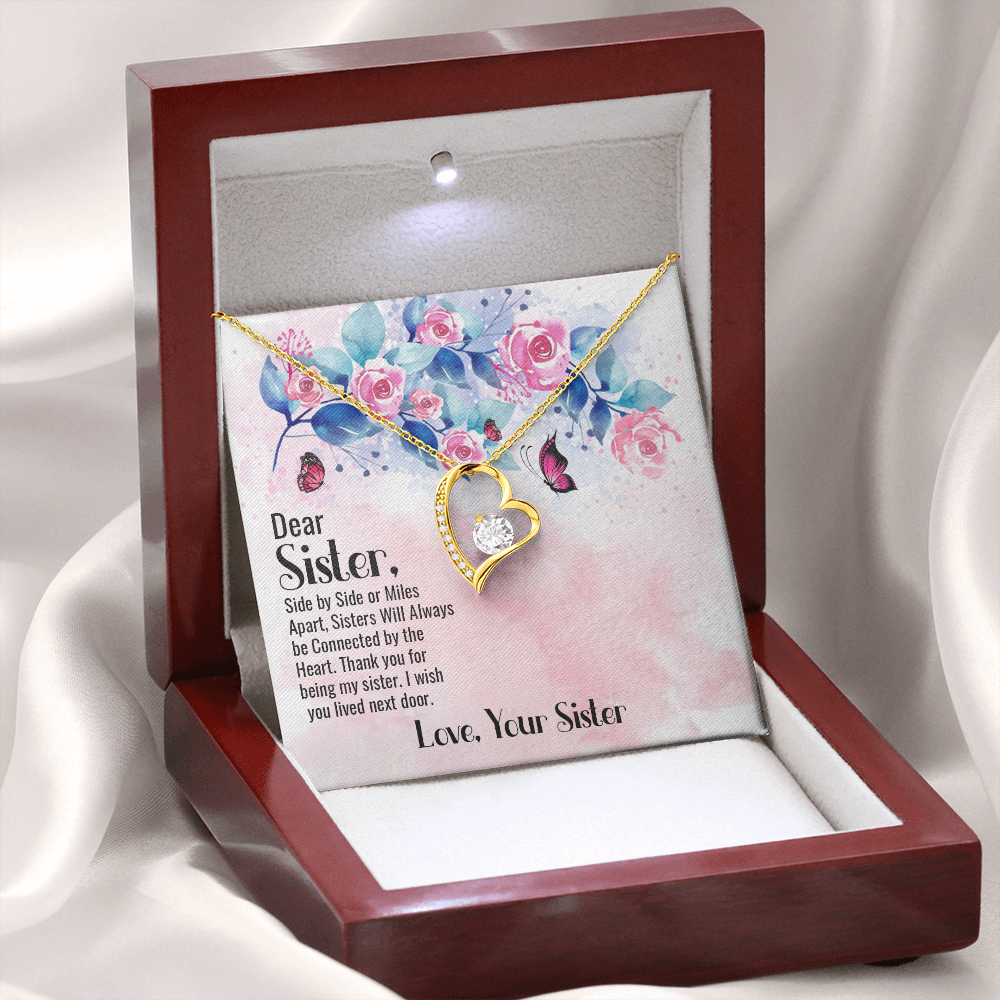 To Sister Side by Side Forever Necklace w Message Card-Express Your Love Gifts