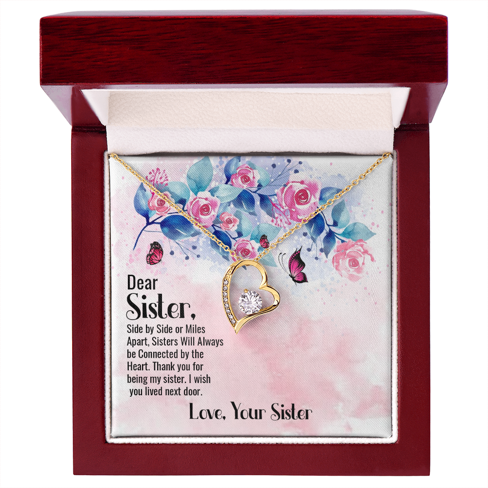 To Sister Side by Side Forever Necklace w Message Card-Express Your Love Gifts