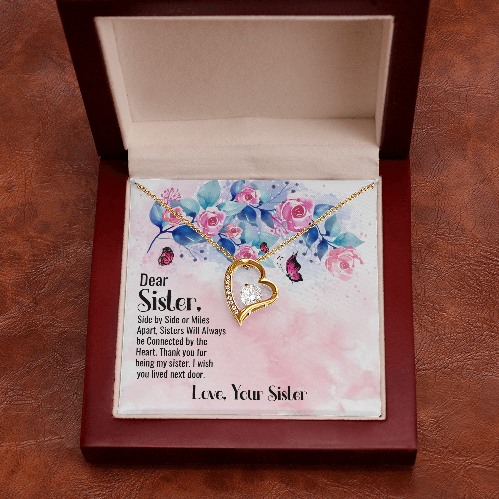 To Sister Side by Side Forever Necklace w Message Card-Express Your Love Gifts