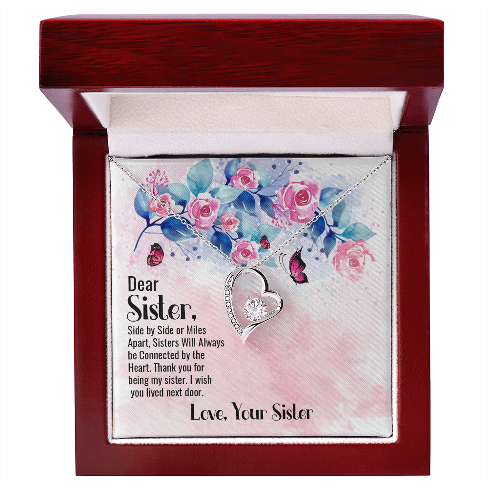 To Sister Side by Side Forever Necklace w Message Card-Express Your Love Gifts
