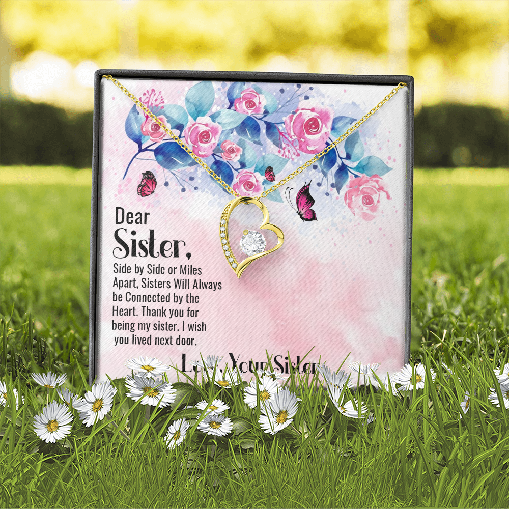 To Sister Side by Side Forever Necklace w Message Card-Express Your Love Gifts