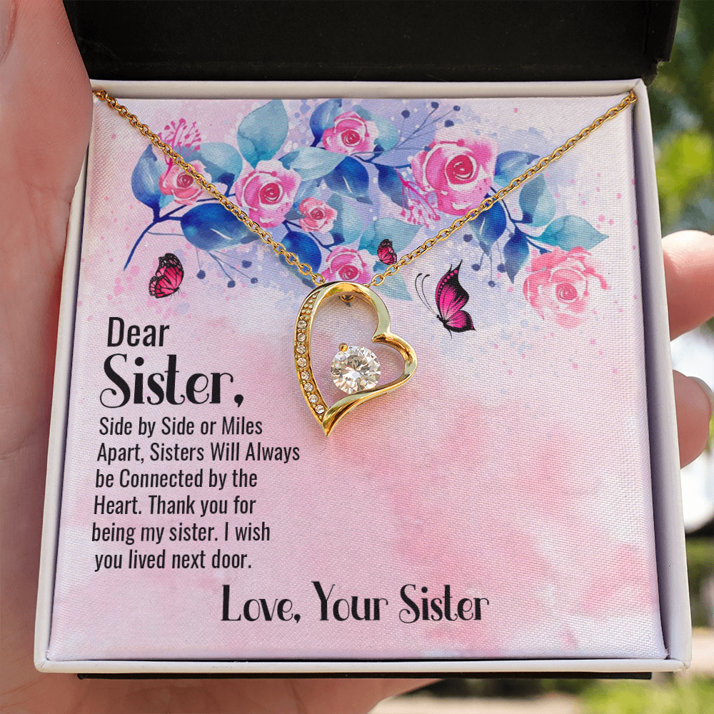 To Sister Side by Side Forever Necklace w Message Card-Express Your Love Gifts