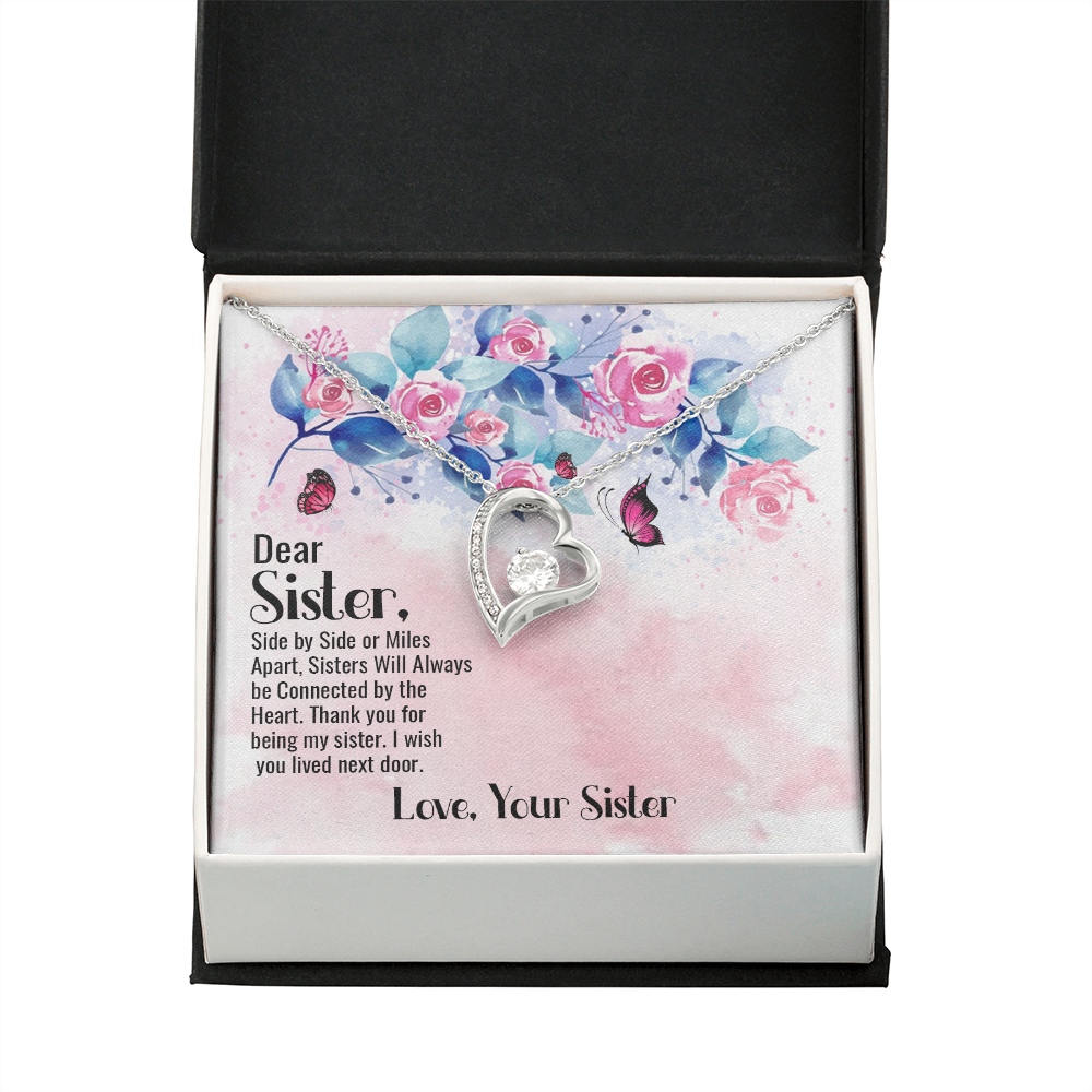 To Sister Side by Side Forever Necklace w Message Card-Express Your Love Gifts