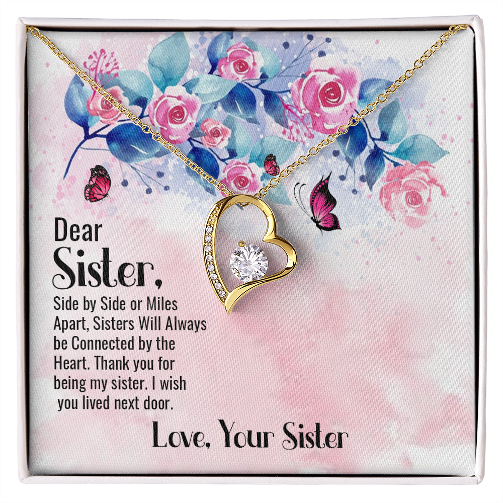 To Sister Side by Side Forever Necklace w Message Card-Express Your Love Gifts