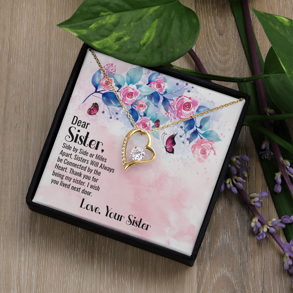 To Sister Side by Side Forever Necklace w Message Card-Express Your Love Gifts