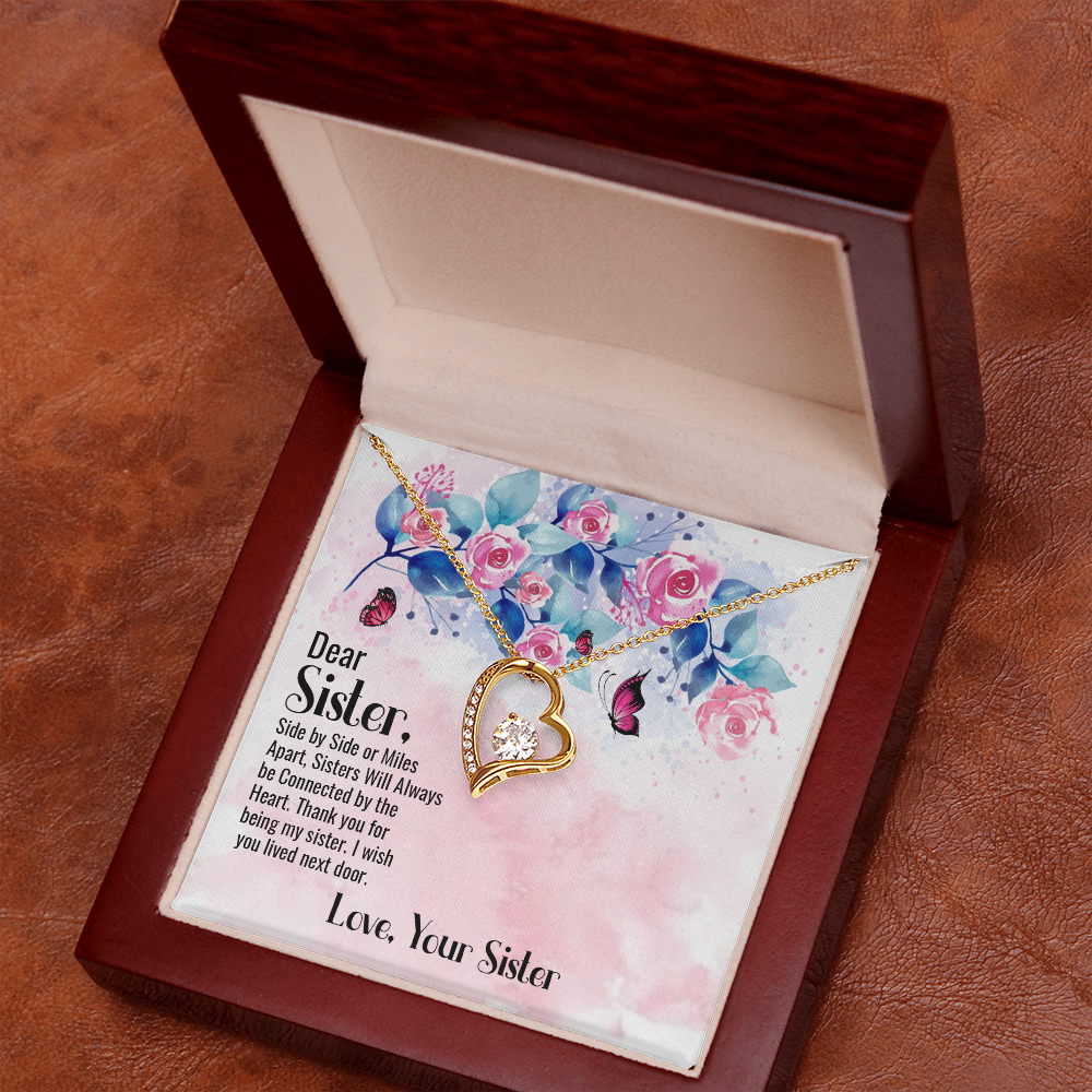 To Sister Side by Side Forever Necklace w Message Card-Express Your Love Gifts