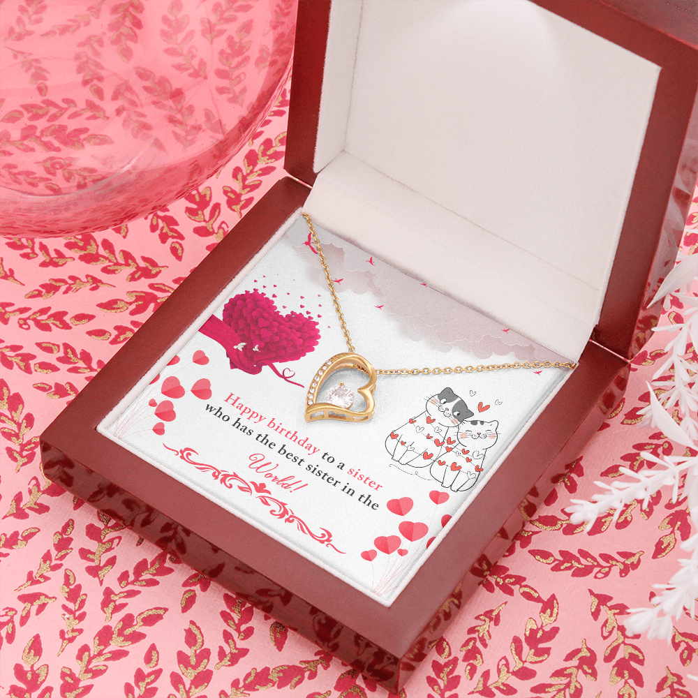 To Sister To The Best Sister Birthday Message Forever Necklace w Message Card-Express Your Love Gifts