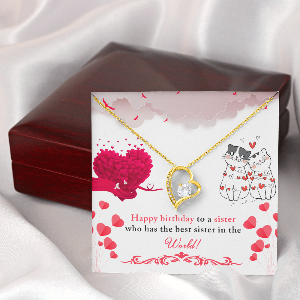 To Sister To The Best Sister Birthday Message Forever Necklace w Message Card-Express Your Love Gifts