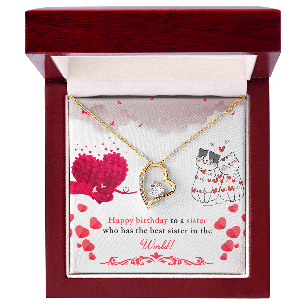 To Sister To The Best Sister Birthday Message Forever Necklace w Message Card-Express Your Love Gifts