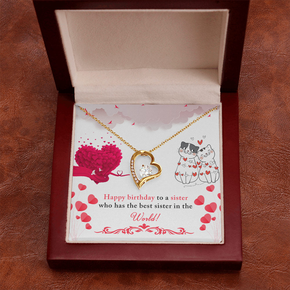 To Sister To The Best Sister Birthday Message Forever Necklace w Message Card-Express Your Love Gifts
