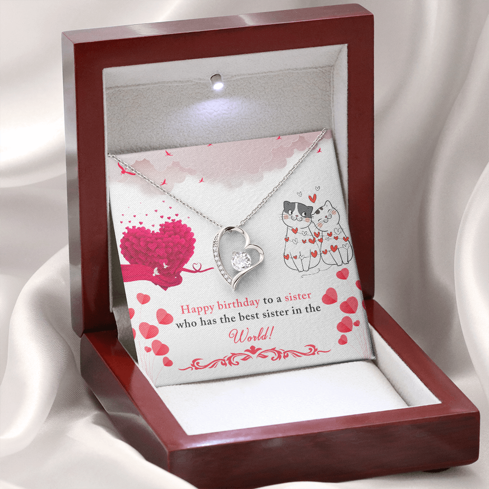 To Sister To The Best Sister Birthday Message Forever Necklace w Message Card-Express Your Love Gifts