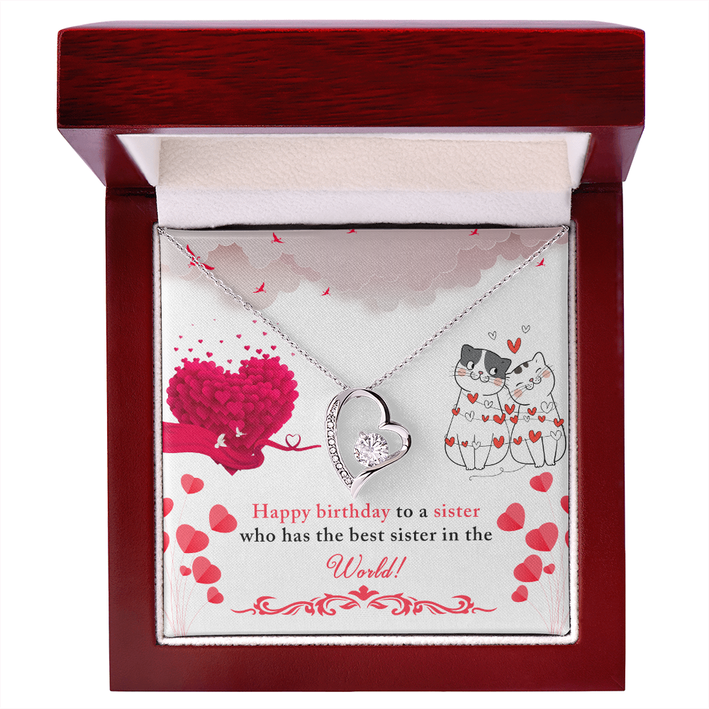 To Sister To The Best Sister Birthday Message Forever Necklace w Message Card-Express Your Love Gifts