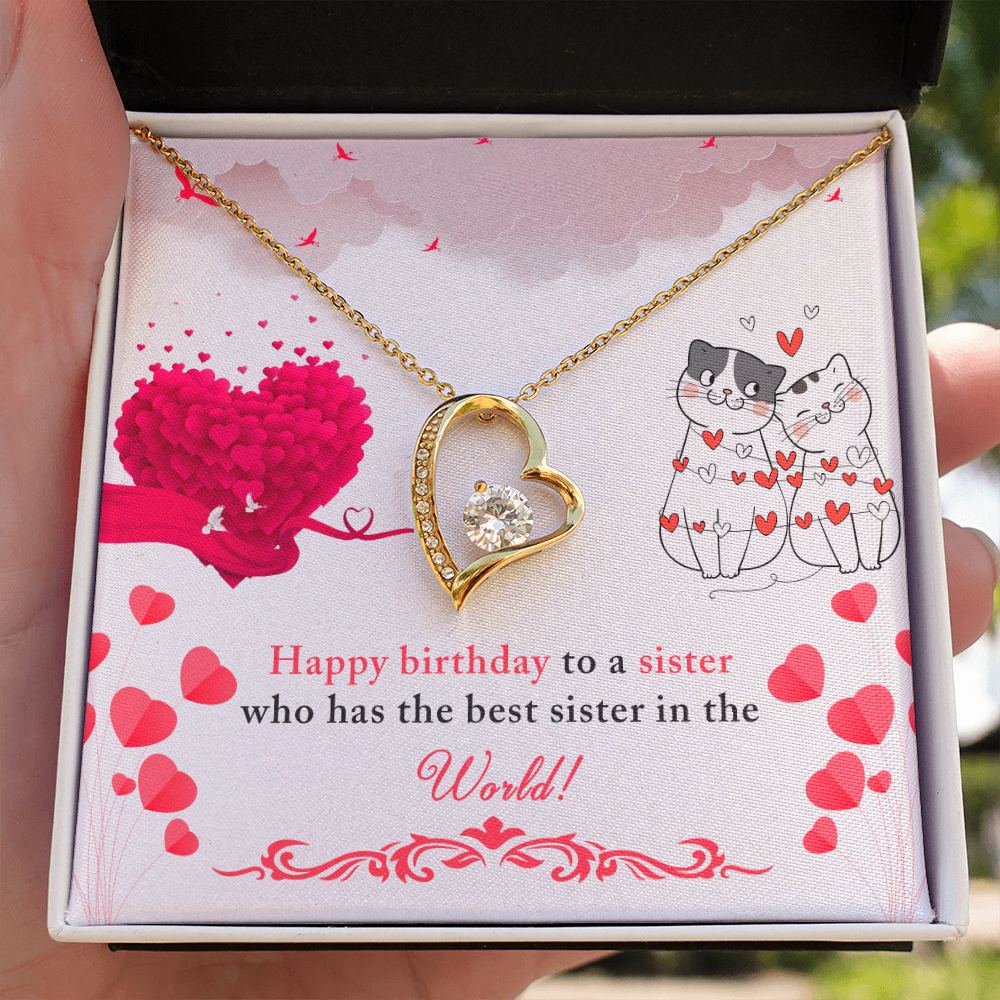 To Sister To The Best Sister Birthday Message Forever Necklace w Message Card-Express Your Love Gifts