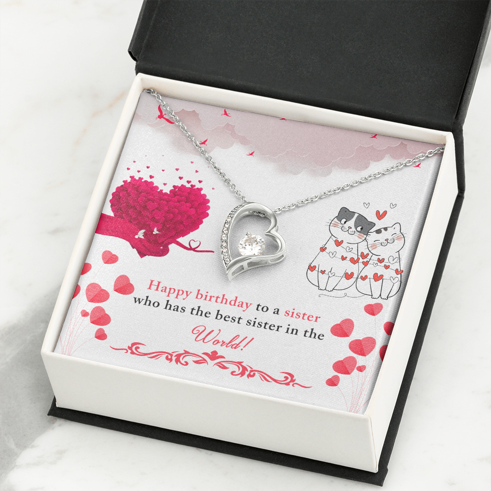 To Sister To The Best Sister Birthday Message Forever Necklace w Message Card-Express Your Love Gifts