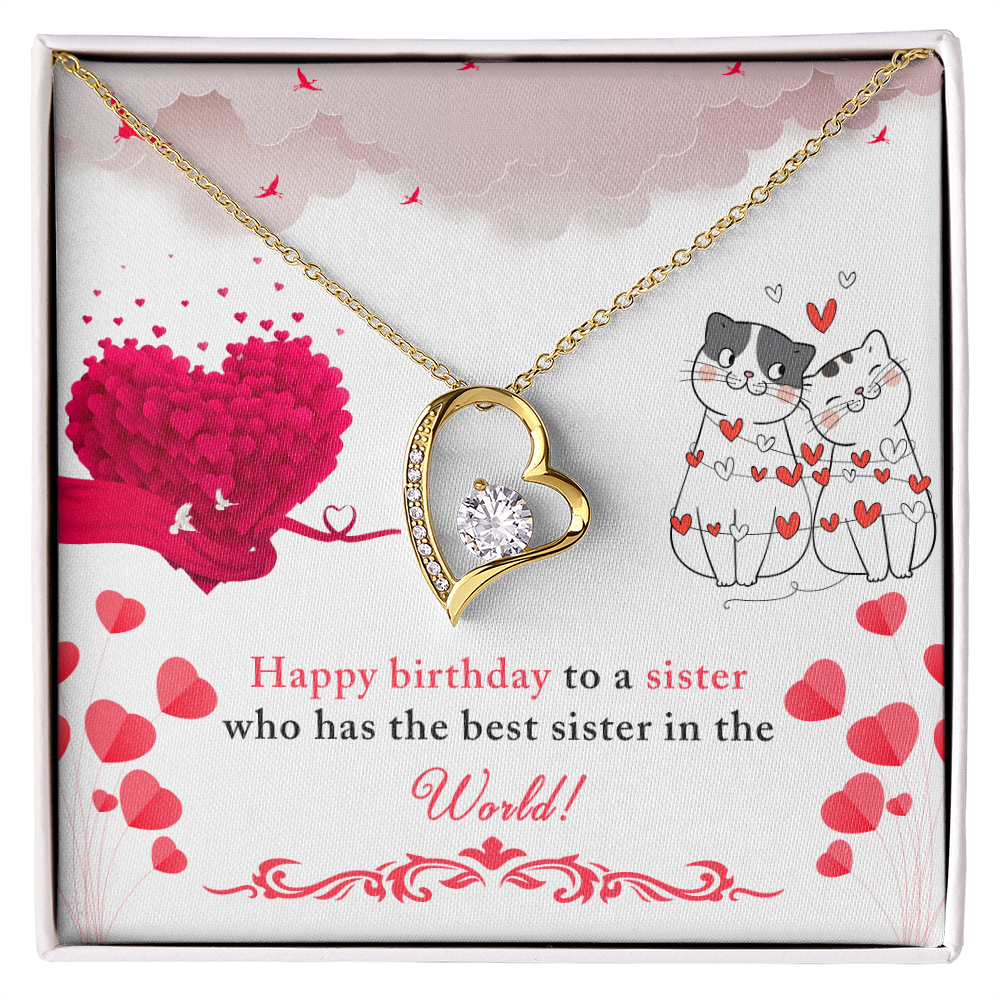 To Sister To The Best Sister Birthday Message Forever Necklace w Message Card-Express Your Love Gifts