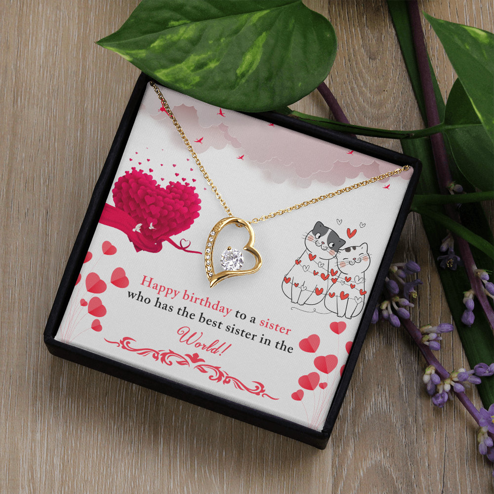 To Sister To The Best Sister Birthday Message Forever Necklace w Message Card-Express Your Love Gifts
