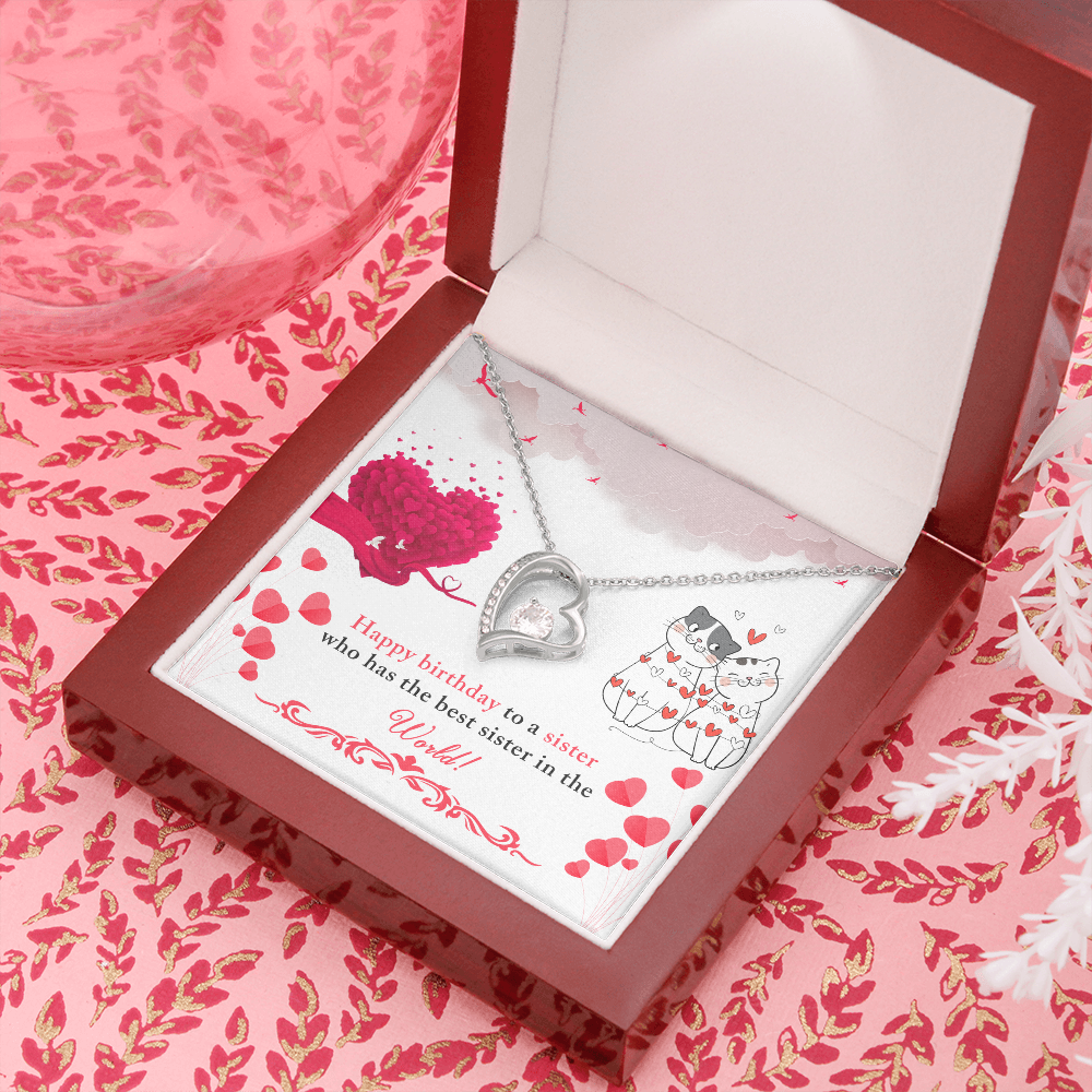 To Sister To The Best Sister Birthday Message Forever Necklace w Message Card-Express Your Love Gifts