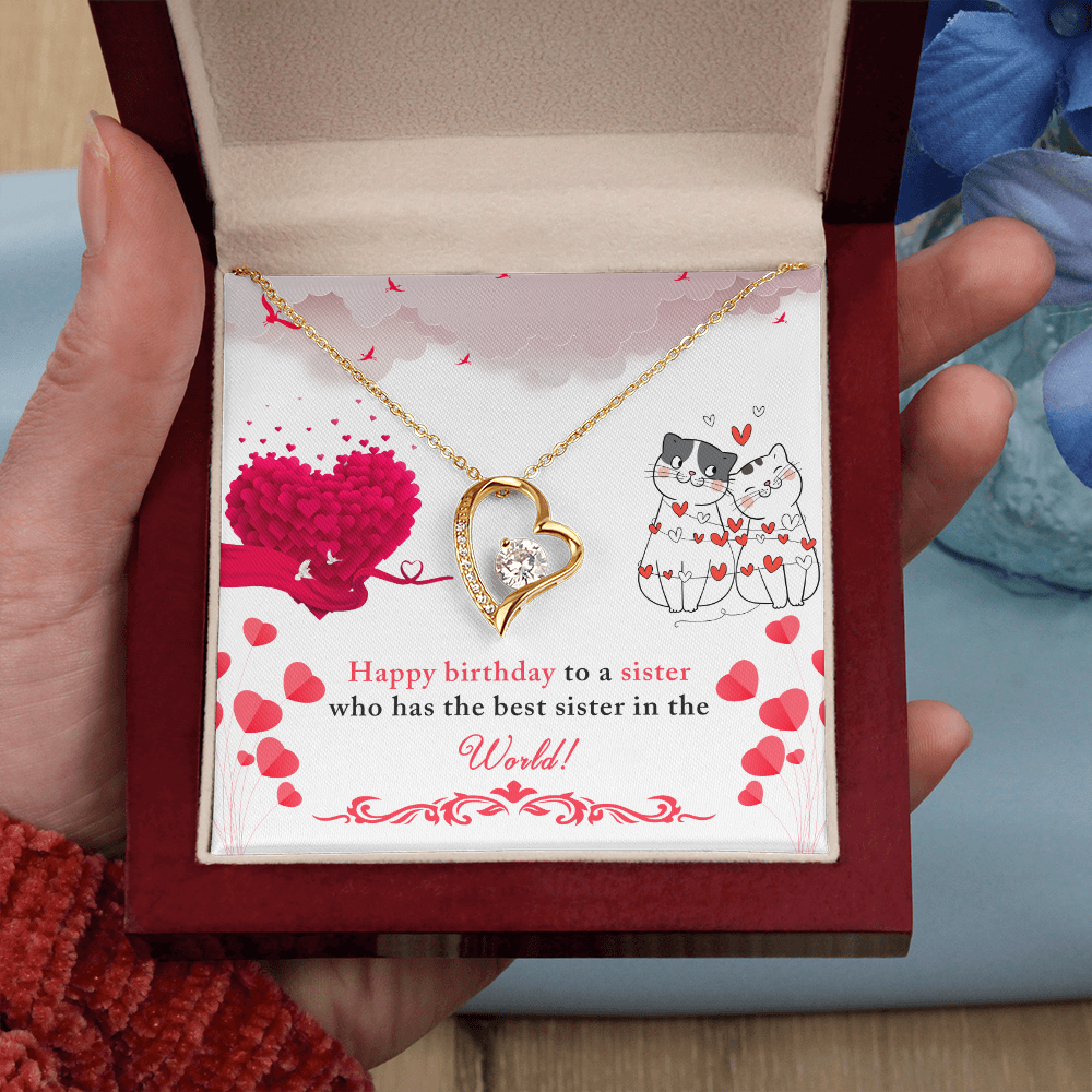 To Sister To The Best Sister Birthday Message Forever Necklace w Message Card-Express Your Love Gifts