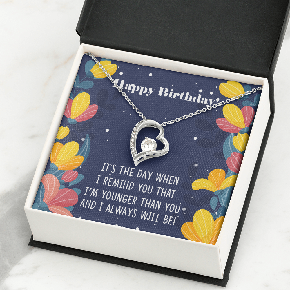 To Sister Younger Than You Birthday Message Forever Necklace w Message Card-Express Your Love Gifts