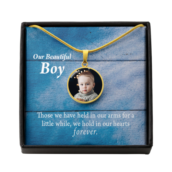 To Son Personalized Memorial Remembrance A Moment In Life Stainless Steel or 18k Gold Circle Pendant 18-22"-Express Your Love Gifts