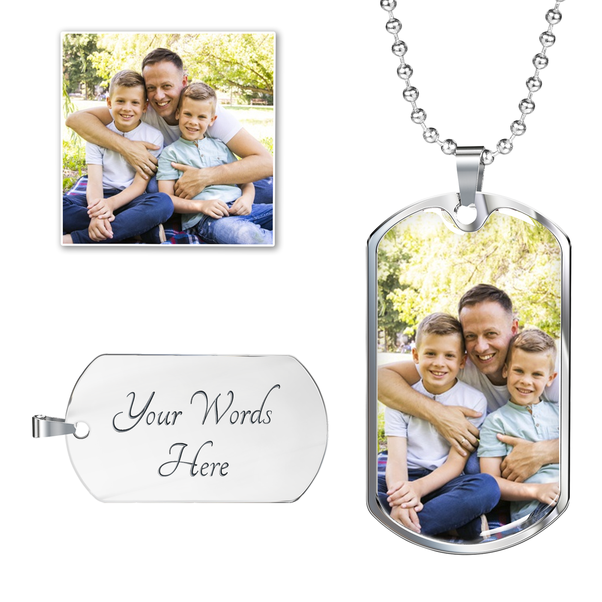 To Step Dad Personalized Thank You Message Dog Tag Pendant Keychain Stainless Steel or 18k Gold-Express Your Love Gifts