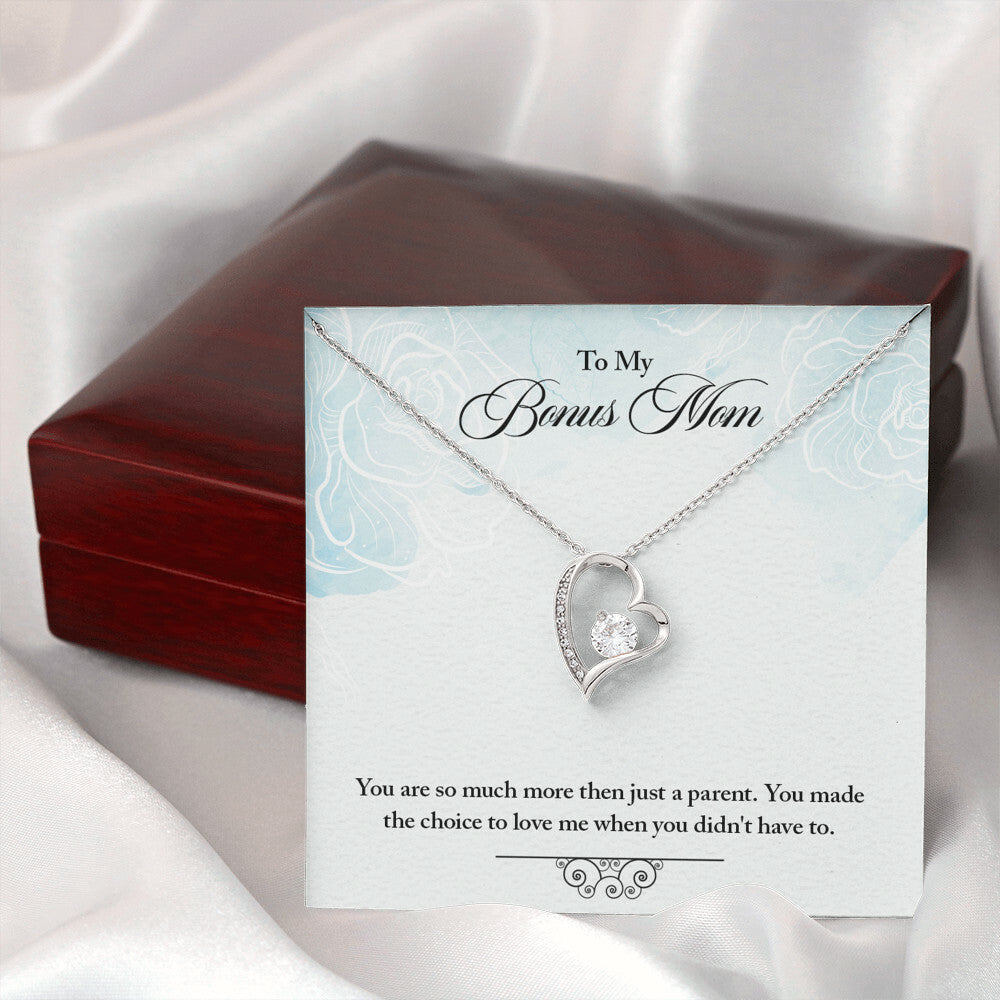 To Step Mom Bonus Mom Choose to Have Me Forever Necklace w Message Card-Express Your Love Gifts