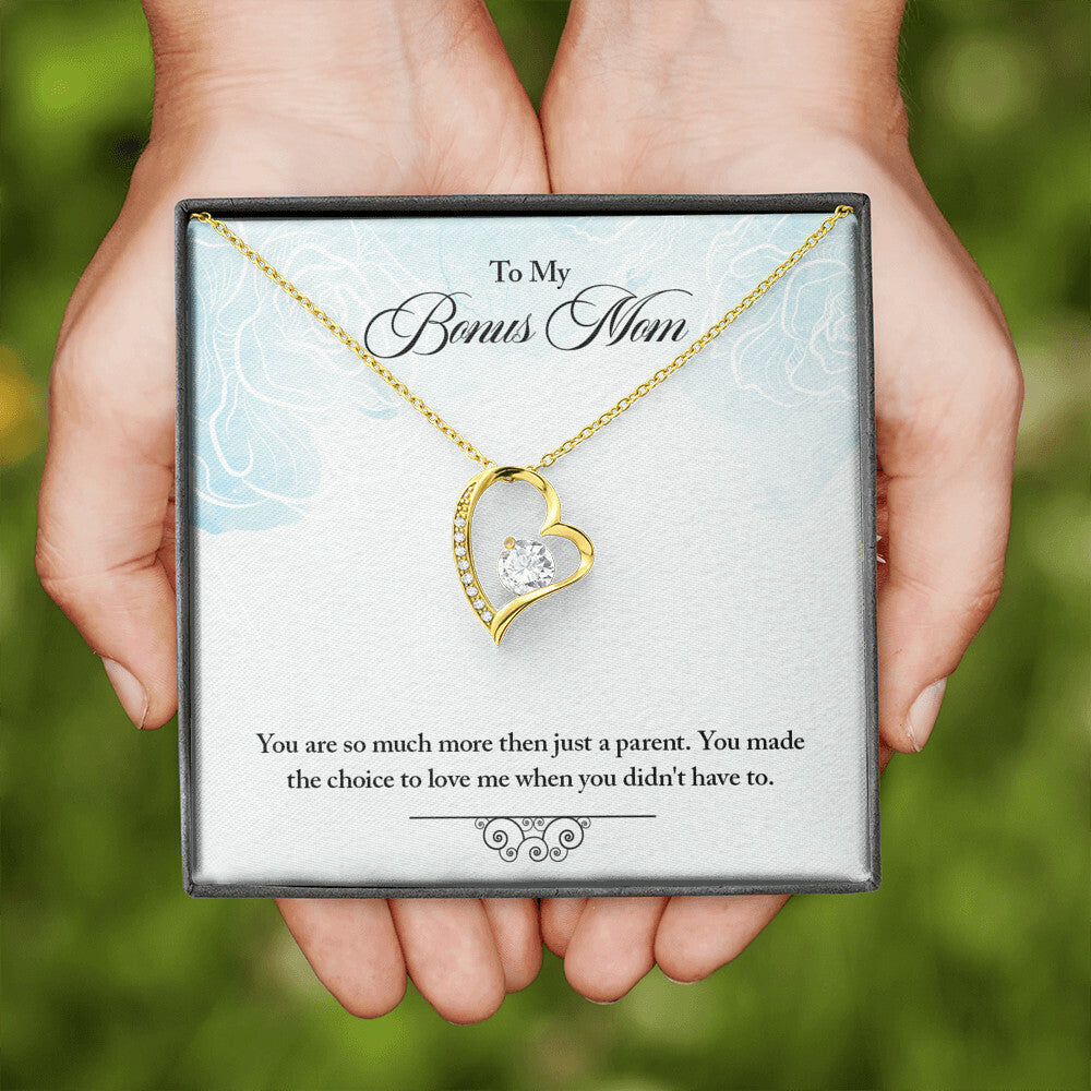To Step Mom Bonus Mom Choose to Have Me Forever Necklace w Message Card-Express Your Love Gifts