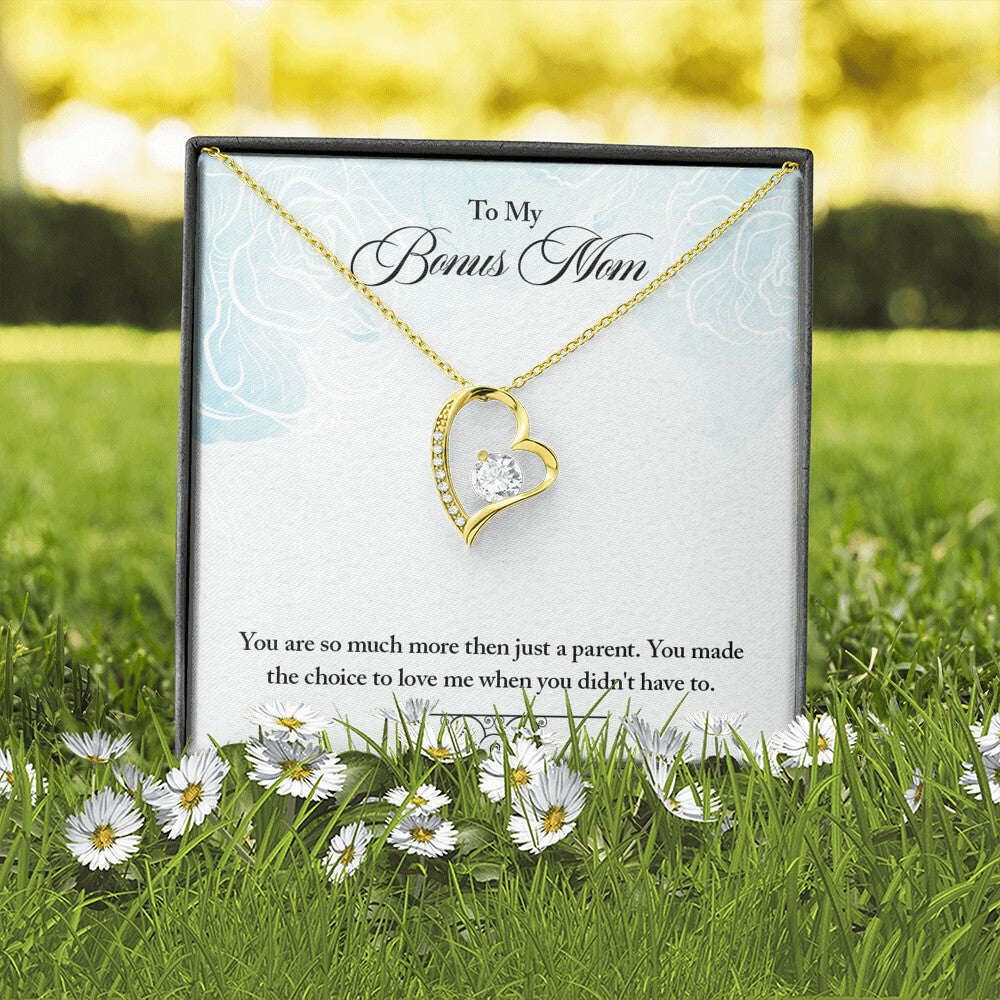To Step Mom Bonus Mom Choose to Have Me Forever Necklace w Message Card-Express Your Love Gifts