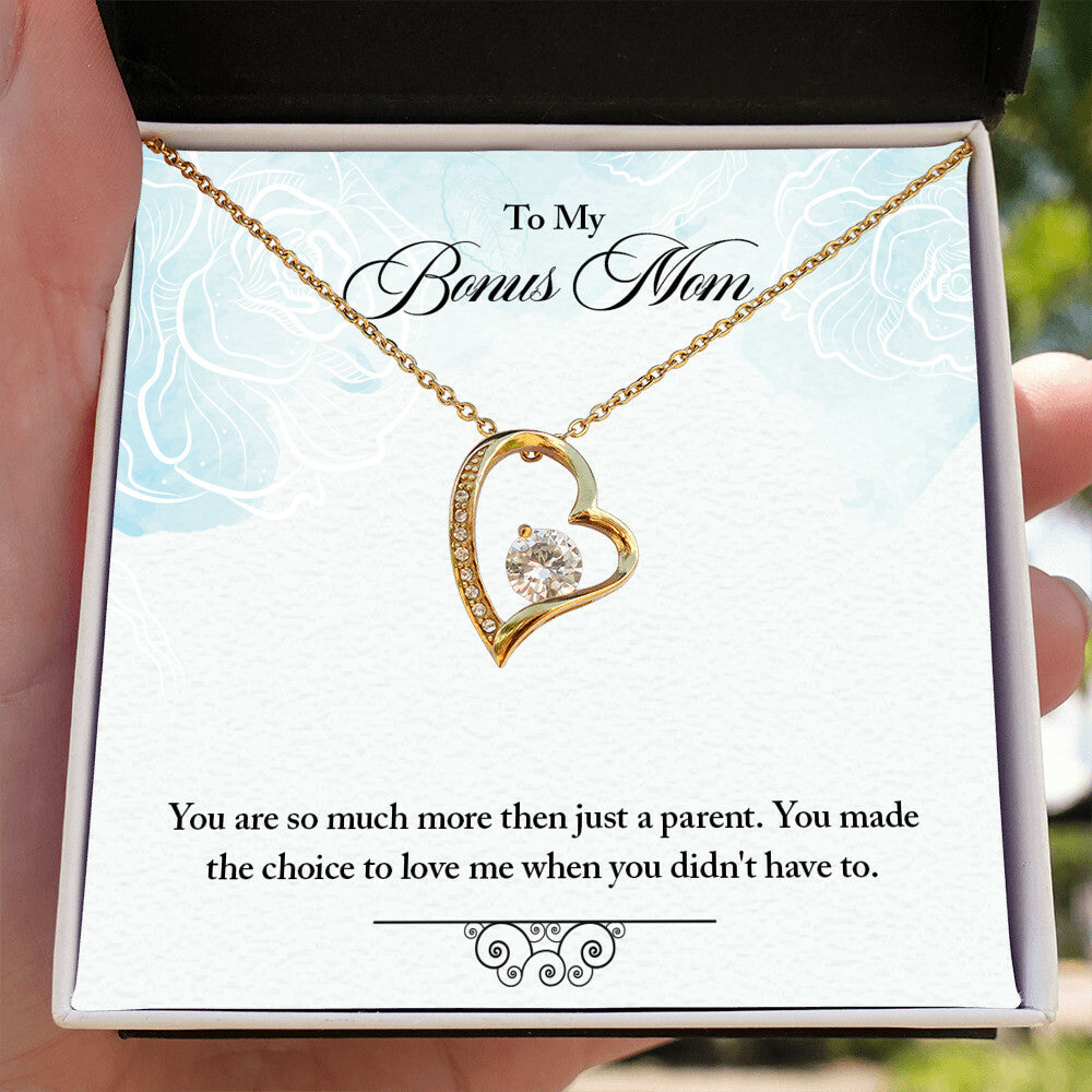 To Step Mom Bonus Mom Choose to Have Me Forever Necklace w Message Card-Express Your Love Gifts