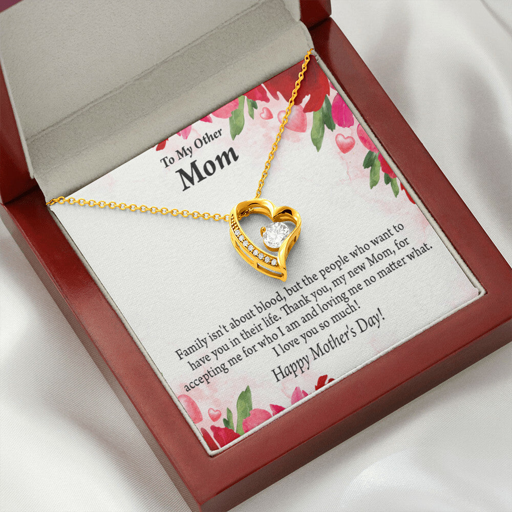 To Step Mom Bonus Mom My Unbiological Mom Forever Necklace w Message Card-Express Your Love Gifts