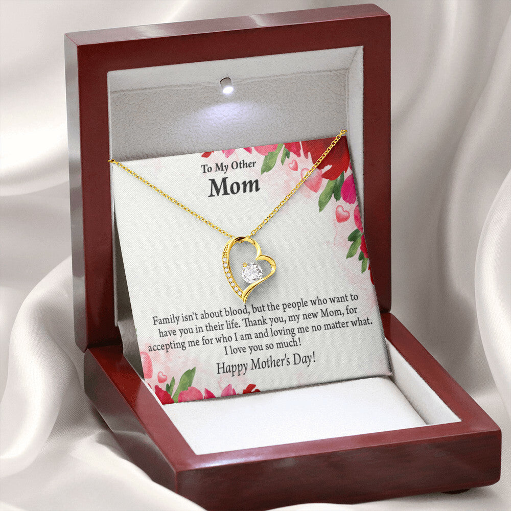 To Step Mom Bonus Mom My Unbiological Mom Forever Necklace w Message Card-Express Your Love Gifts