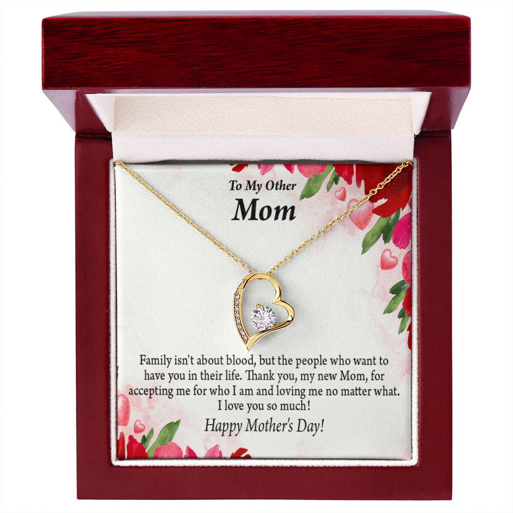 To Step Mom Bonus Mom My Unbiological Mom Forever Necklace w Message Card-Express Your Love Gifts