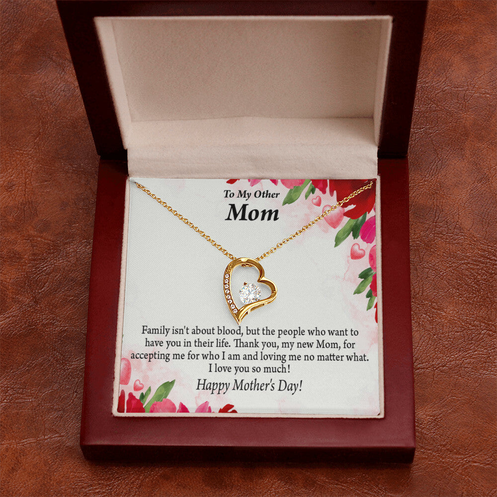 To Step Mom Bonus Mom My Unbiological Mom Forever Necklace w Message Card-Express Your Love Gifts