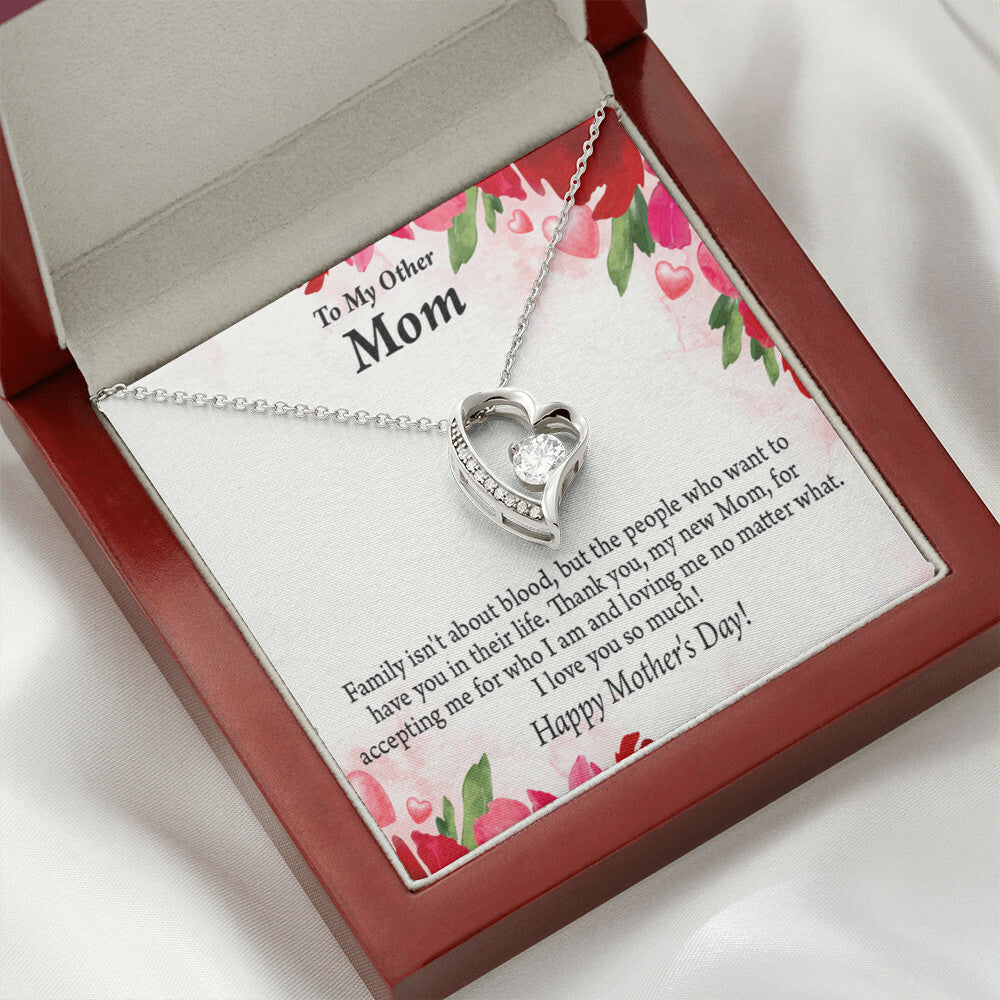 To Step Mom Bonus Mom My Unbiological Mom Forever Necklace w Message Card-Express Your Love Gifts