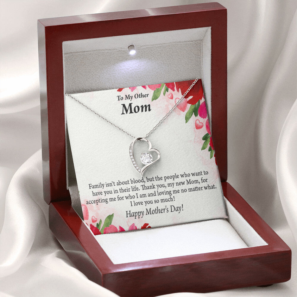 To Step Mom Bonus Mom My Unbiological Mom Forever Necklace w Message Card-Express Your Love Gifts