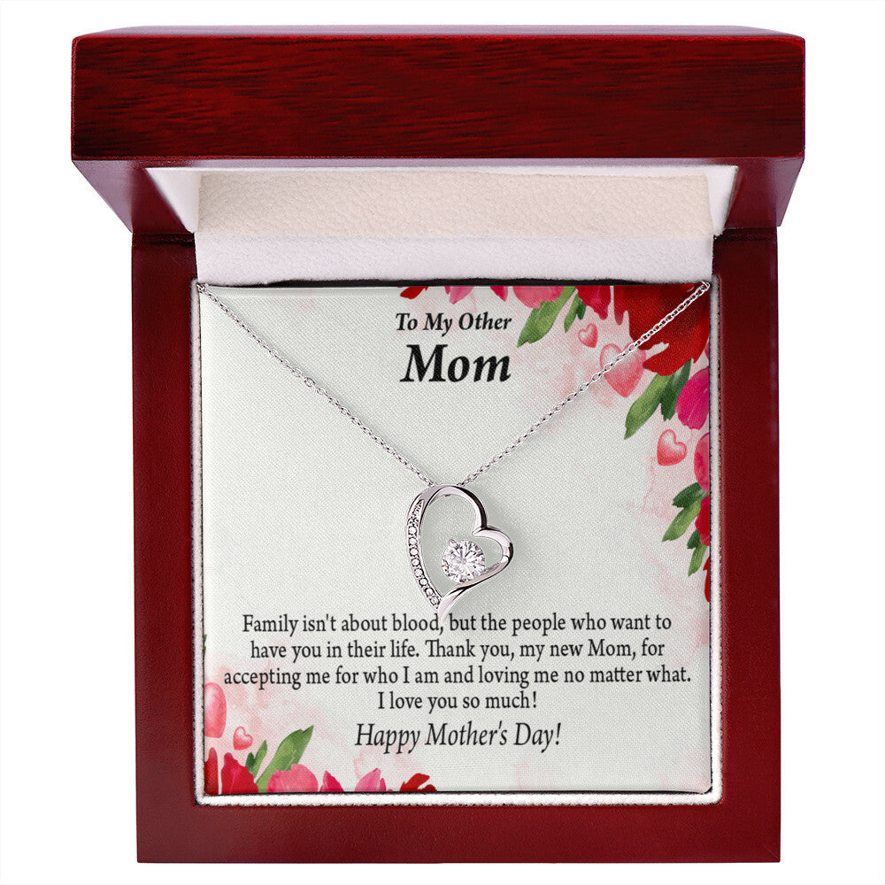 To Step Mom Bonus Mom My Unbiological Mom Forever Necklace w Message Card-Express Your Love Gifts
