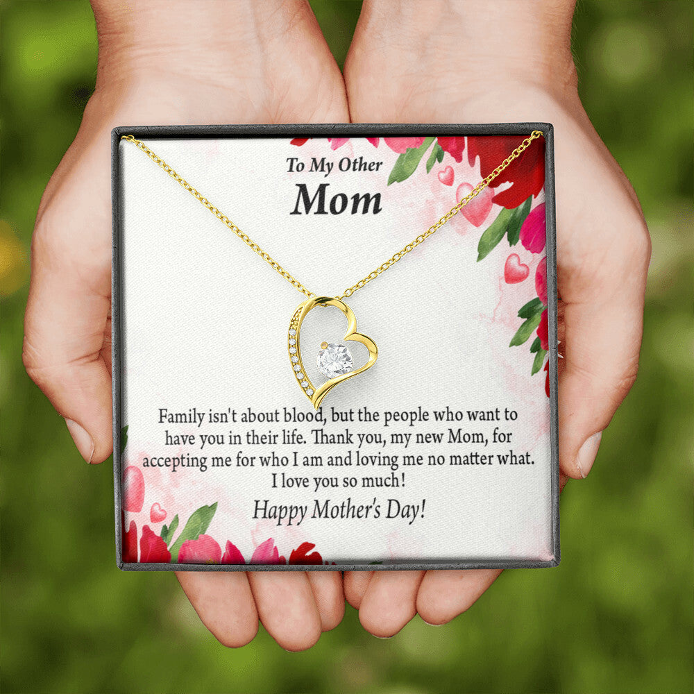 To Step Mom Bonus Mom My Unbiological Mom Forever Necklace w Message Card-Express Your Love Gifts