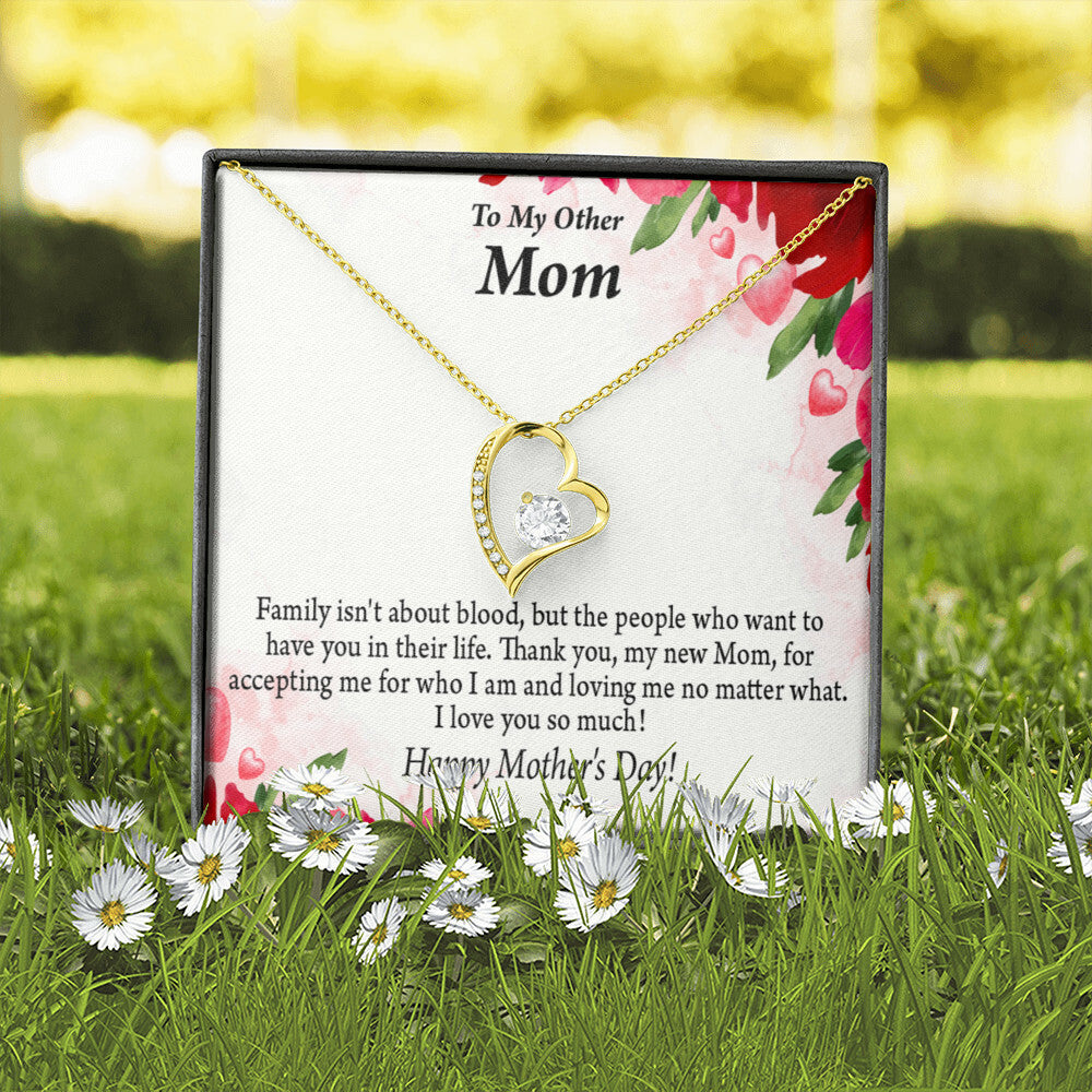 To Step Mom Bonus Mom My Unbiological Mom Forever Necklace w Message Card-Express Your Love Gifts