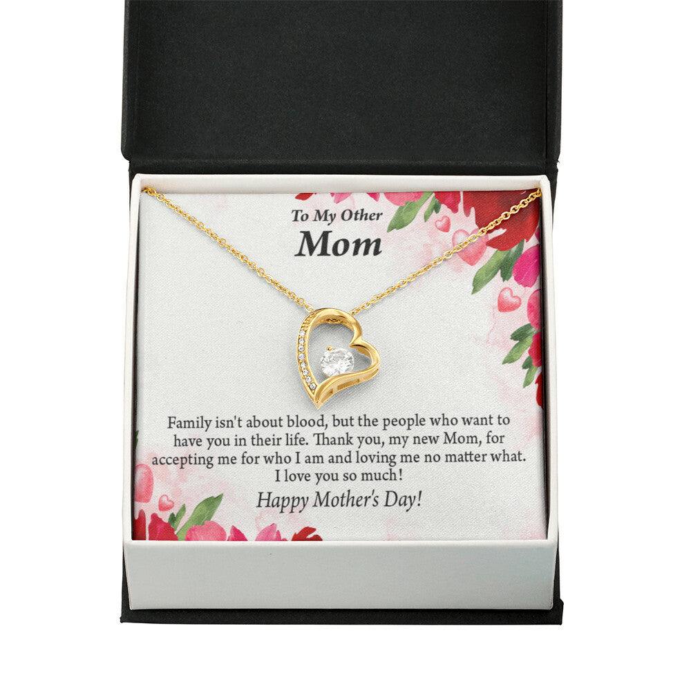 To Step Mom Bonus Mom My Unbiological Mom Forever Necklace w Message Card-Express Your Love Gifts