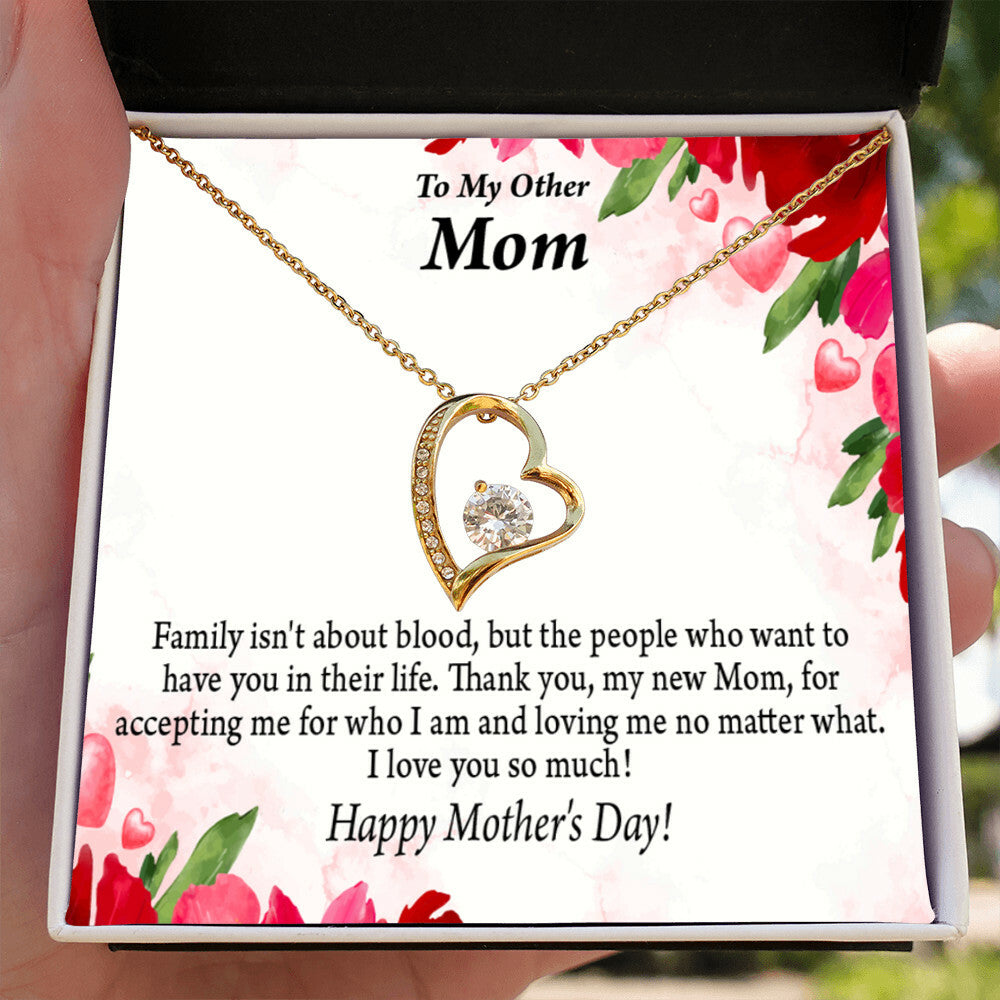 To Step Mom Bonus Mom My Unbiological Mom Forever Necklace w Message Card-Express Your Love Gifts