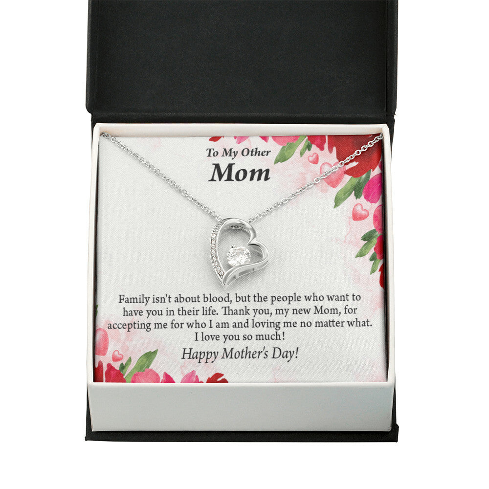 To Step Mom Bonus Mom My Unbiological Mom Forever Necklace w Message Card-Express Your Love Gifts