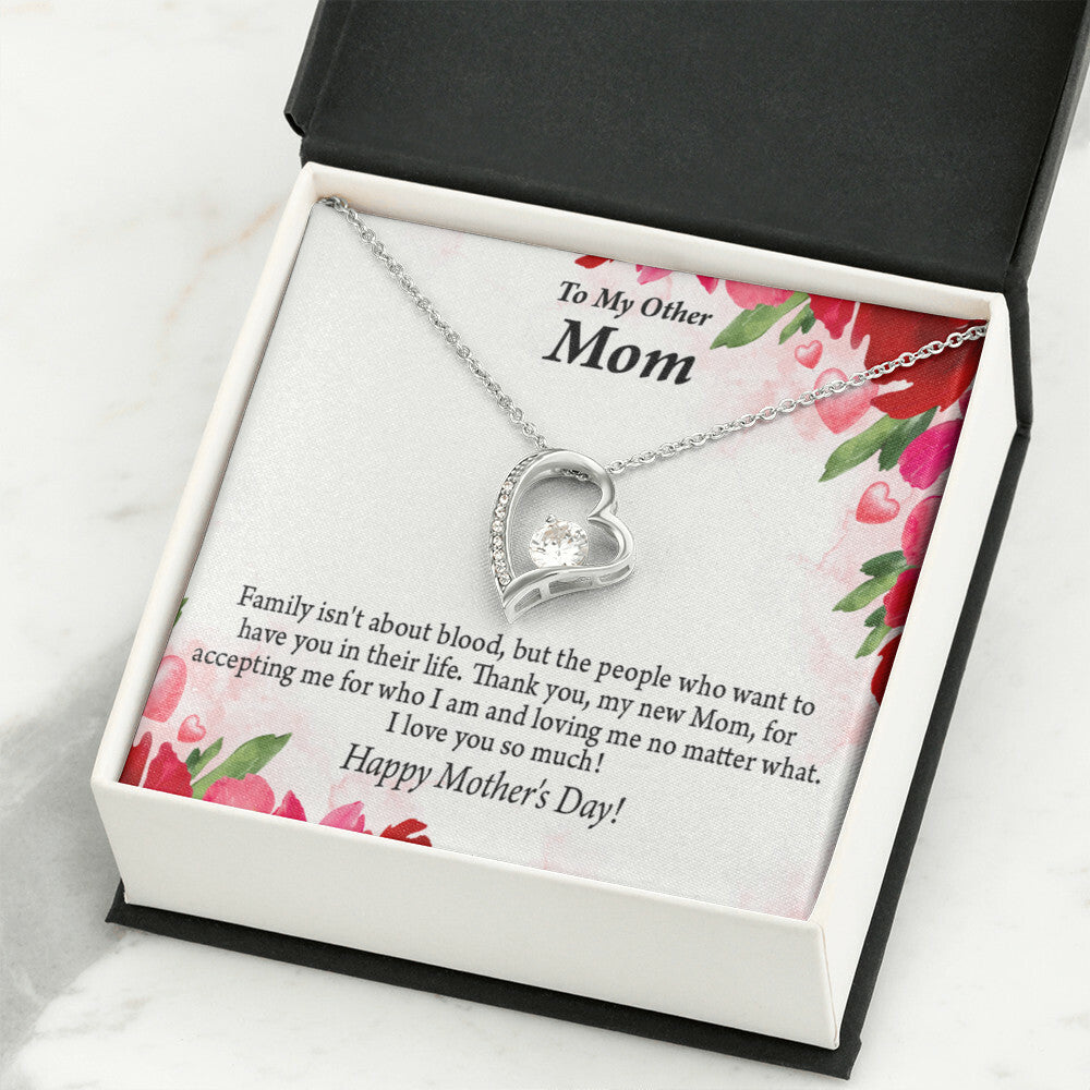 To Step Mom Bonus Mom My Unbiological Mom Forever Necklace w Message Card-Express Your Love Gifts