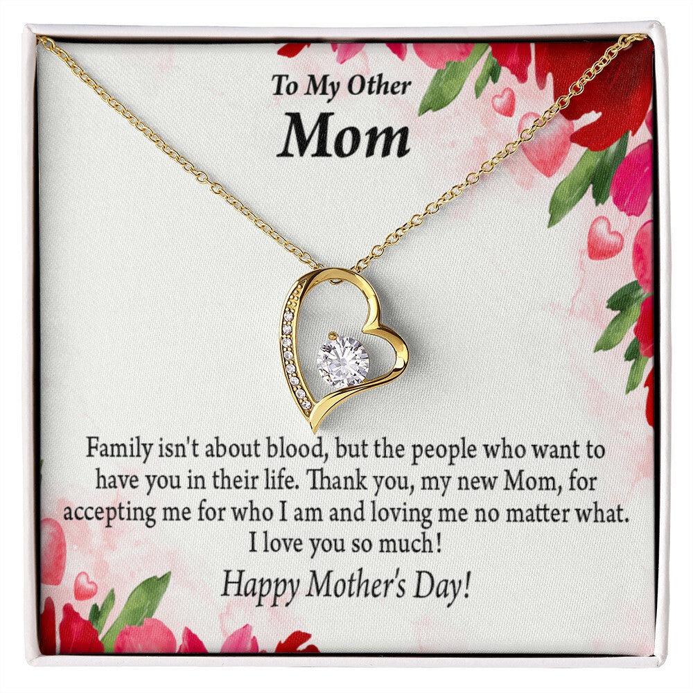 To Step Mom Bonus Mom My Unbiological Mom Forever Necklace w Message Card-Express Your Love Gifts
