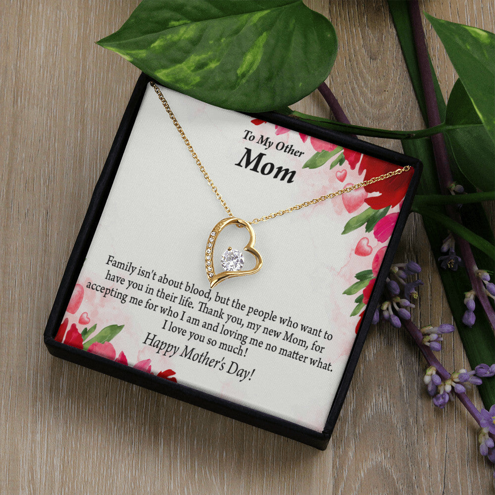 To Step Mom Bonus Mom My Unbiological Mom Forever Necklace w Message Card-Express Your Love Gifts